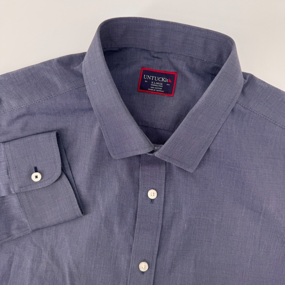 UNTUCKit Orville WF Shirt Mens XL Blue Wrinkle Free Regular Fit Micro Stripe